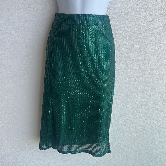 Love+Luxe Hunter Green Sequins Stretch Mermaid Skirt Women’s Size Small New - Picture 1 of 7